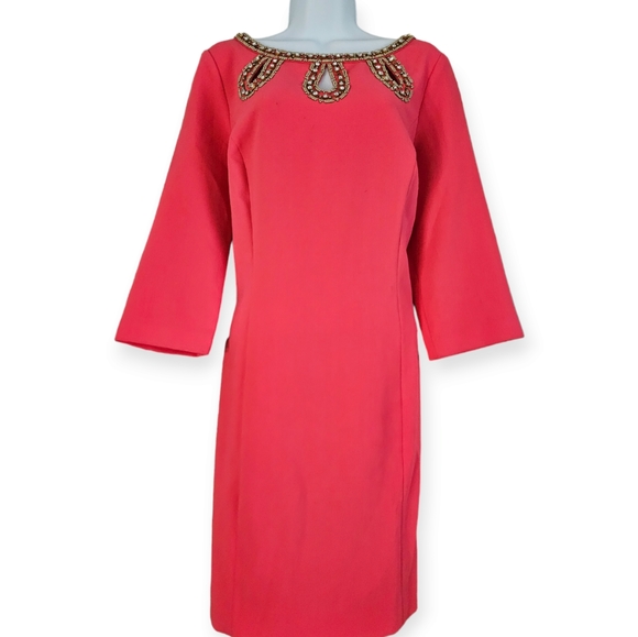 Lilly Pulitzer pink beaded key hole shift dress Womens 10 - Picture 8 of 10